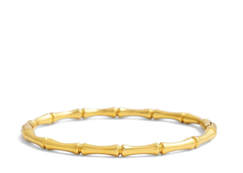 Soul Gallery Stainless Steel Waterproof Bamboo Bangle 18ct Gold Plated