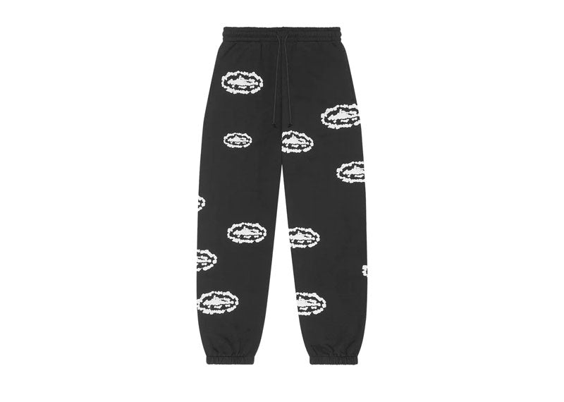 Corteiz x Denim Tears Cotton Wreath Sweatpants Black