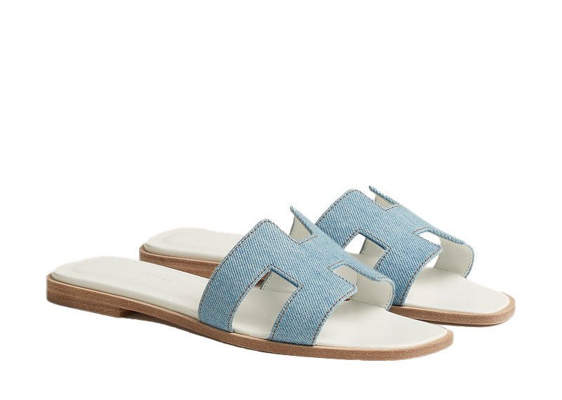 Hermes Oran Sandal Oran Blanc Bleu Clair