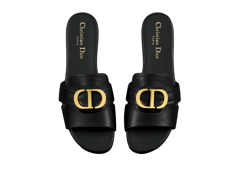 Dior 30 Montaigne Slide Black Calfskin