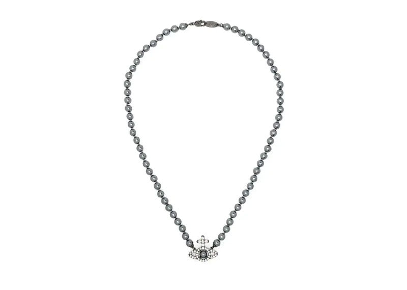 Vivienne Westwood Olympia Pearl Chain Bracelet Grey Ruthenium