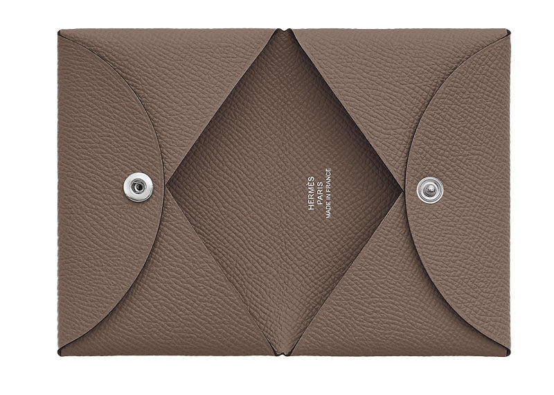 Hermes Card Holder Calvi Epsom Etoupe