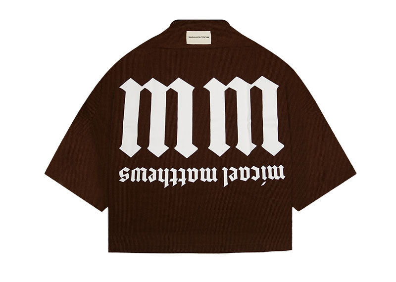 Micael Matthews Pleated Cotton T-Shirt Brown