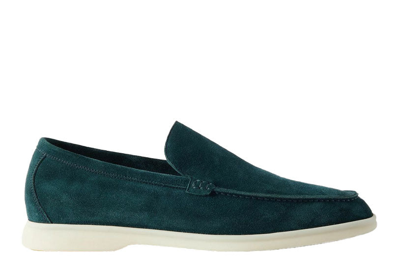 Loro Piana Summer Charms Walk Loafer Suede Dark Green