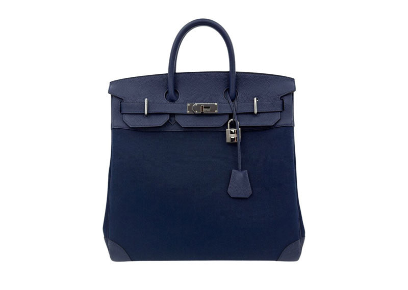 Hermes Haut A Courroies 40 Blue Bag Palladium Hardware