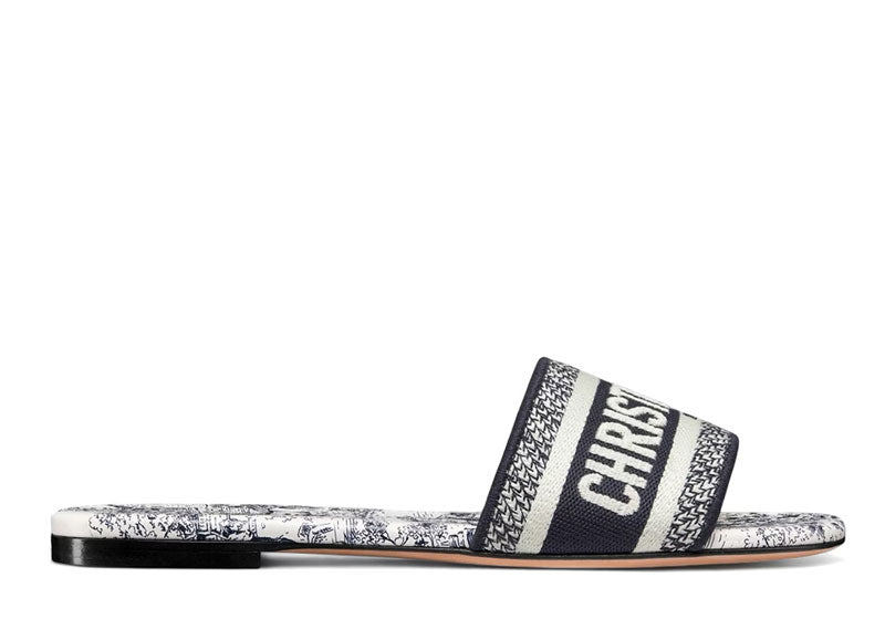 Dior Dway Slide Embroidered Deep Blue (Women's)