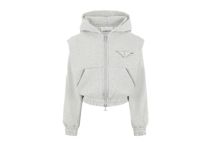 Maniere De Voir Louna Wide Shoulder Zip Through Hoodie Light Grey