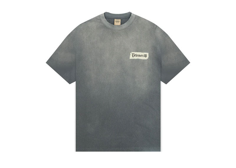 Vetements Blackletter Logo T-Shirt Washed Grey
