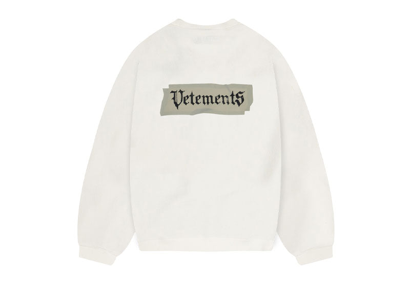 Vetements Blackletter Logo Crewneck White