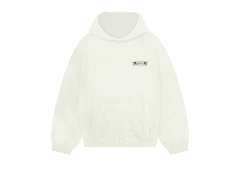 Vetements Blackletter Logo Hoodie Cream