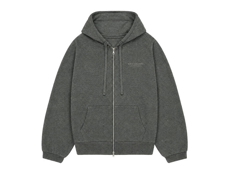 SOUL Logan Zip Through Hoodie Charcoal Melange