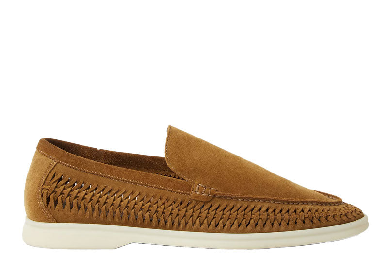 Loro Piana Summer Walk Loafer Woven Suede Tan