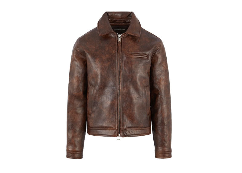 Maniere De Voir Laurent Vintage Leather Jacket Brown