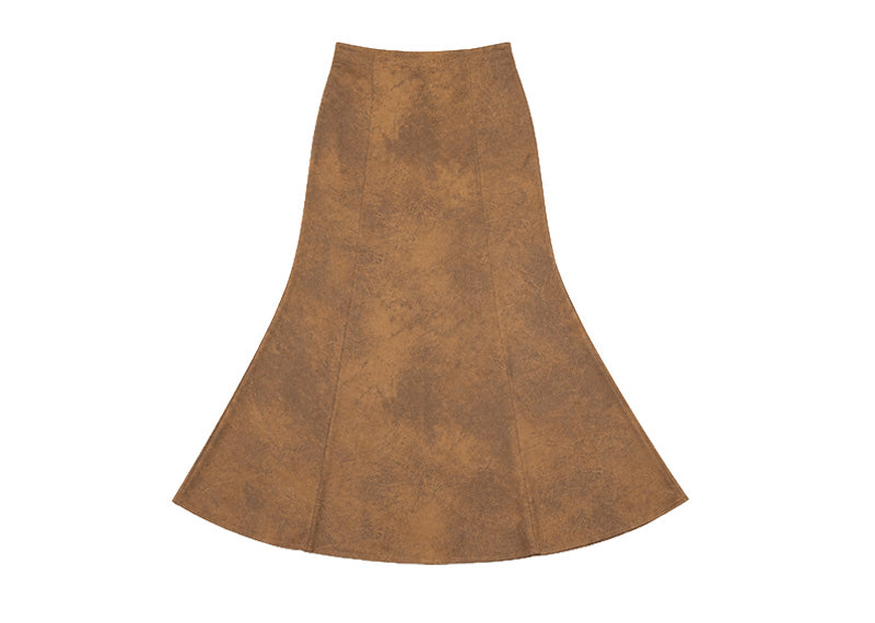 Diane Paris Sirene Brown Suede Long Skirt
