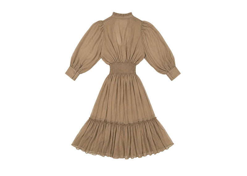 Diane Paris Angie Maxi Tie Neck Dress Brown