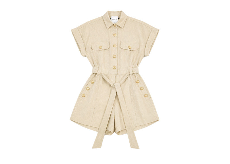 Diane Paris Berthe Short Jumpsuit Beige Shimmer