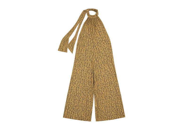 Diane Paris Astrid Long Halter Neck Jumpsuit Safari Print