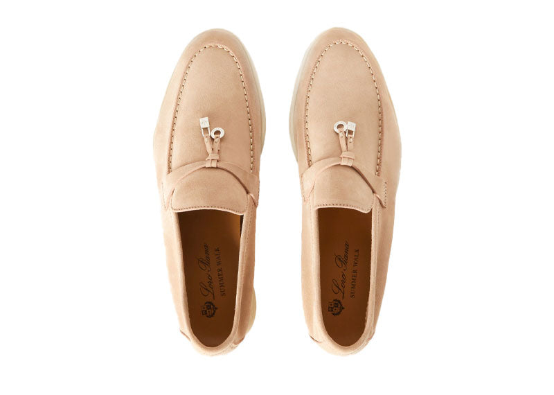 Loro Piana Summer Charms Walk Loafer Suede Pink Sand