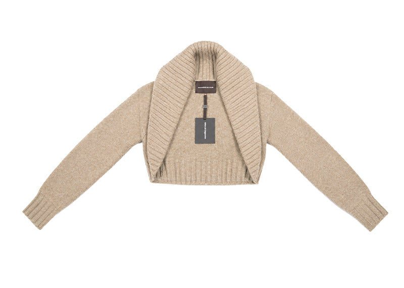 Maniere De Voir Emya 2-In-1 Knit Shrug With Twisted Bandeau Top Taupe