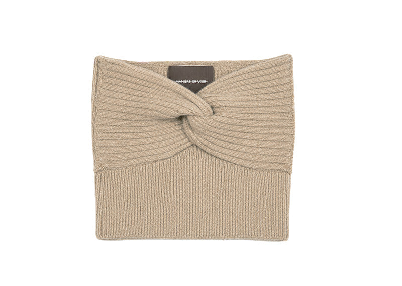 Maniere De Voir Emya 2-In-1 Knit Shrug With Twisted Bandeau Top Taupe