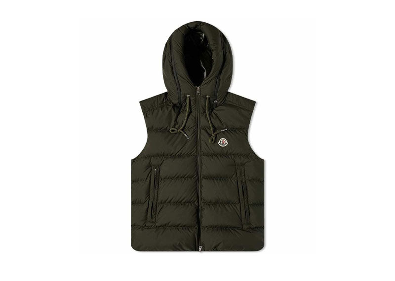 Moncler Cardamine Logo Hooded Gilet Millitary Green