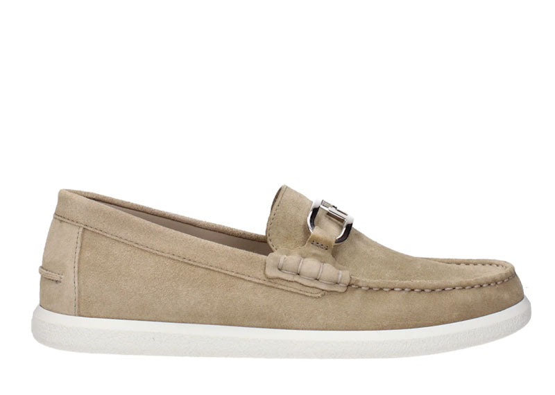 Fendi O'Lock Slip-On Loafers Suede Beige