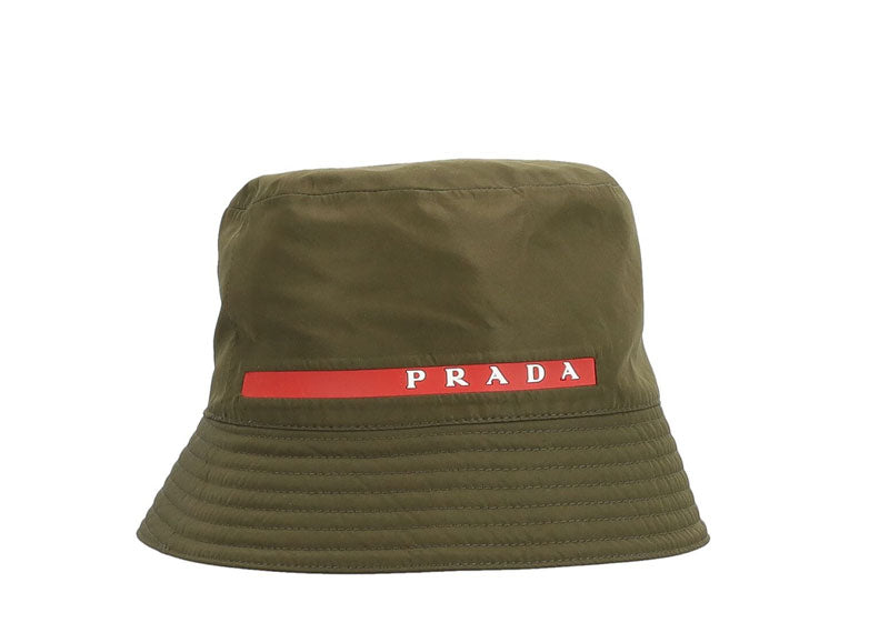 Prada Nylon Linea Rossa Bucket Hat Olive