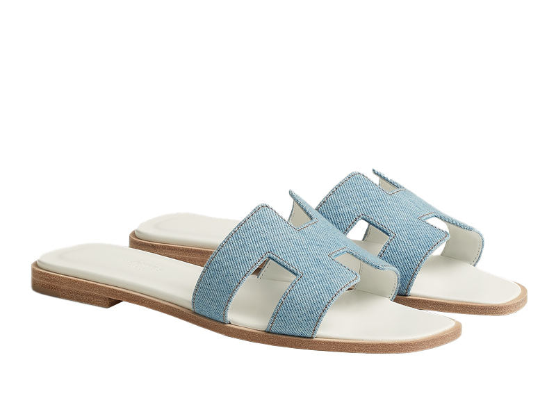 Hermes Oran Sandal Oran Blanc Bleu Clair