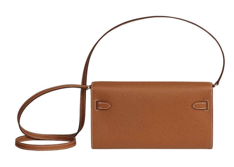 Hermes Kelly Classic To Go Wallet In Epsom Calfskin Leather Gold Hardware