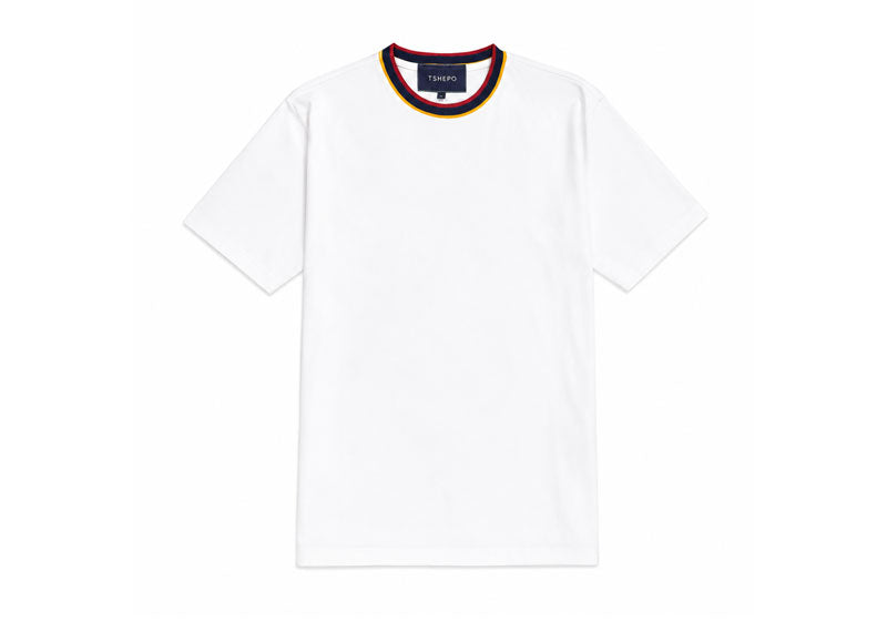 TSHEPO Flag Rib Neckline T-Shirt White