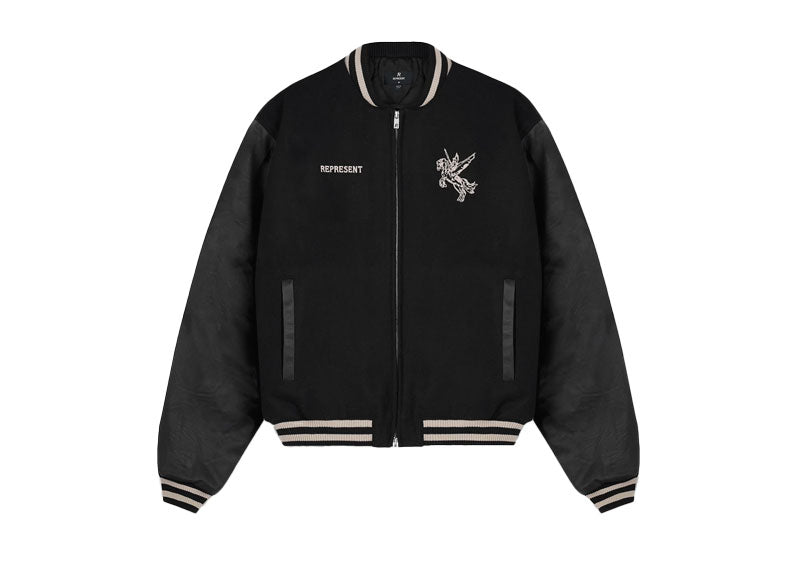 Represent Mascot Wool Varsity Jacket Jet Black