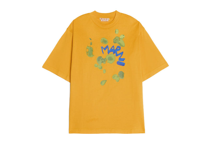 Marni Dripping Flower Cotton T-Shirt Light Orange