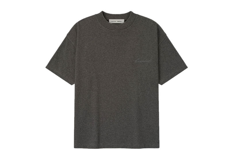 Fear of God Essentials Embroidered Classic Short Sleeve T-Shirt Charcoal Heather