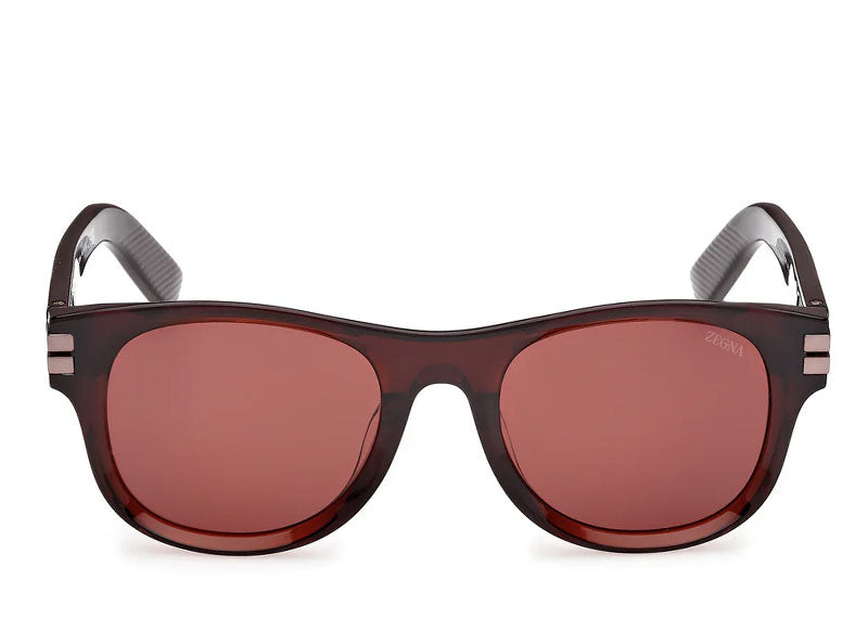 Zegna Square Sunglasses Shiny Burgundy