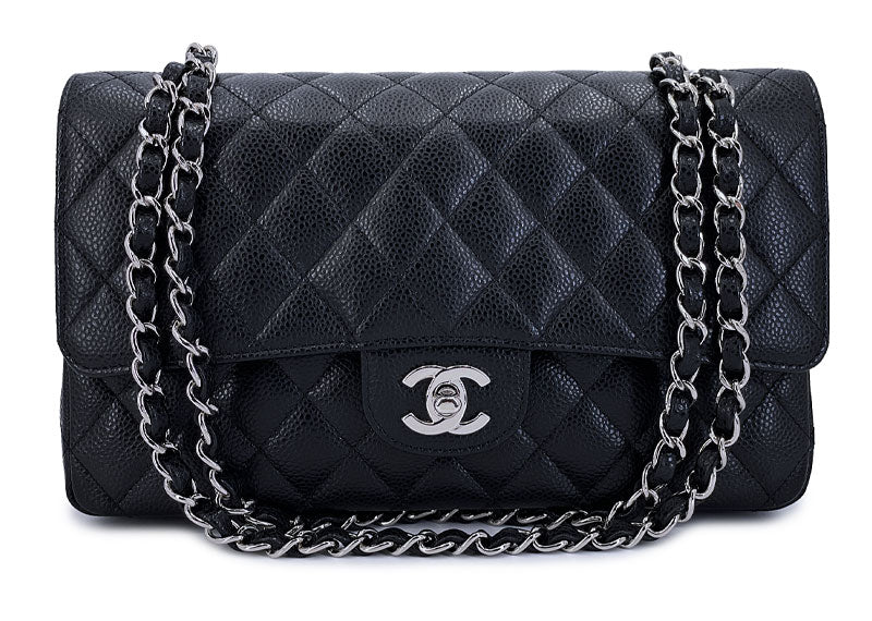 Chanel Medium Classic Caviar Double Flip Handbag Black