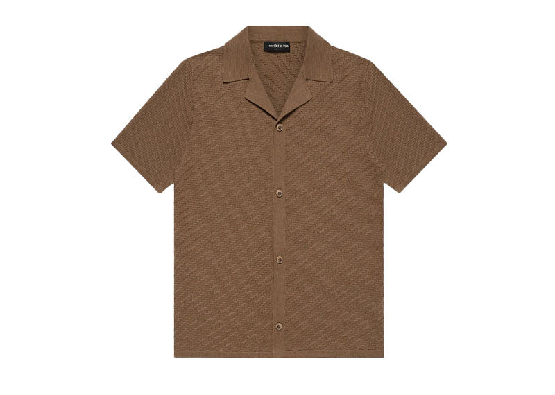 Maniere De Voir Herringbone Knitted Shirt Brown