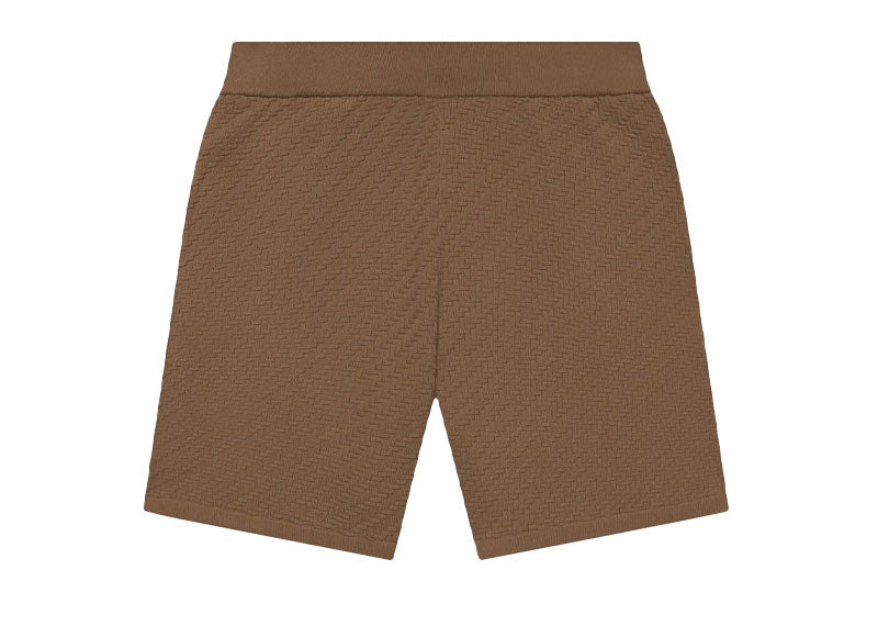 Maniere De Voir Herringbone Knitted Shorts Brown