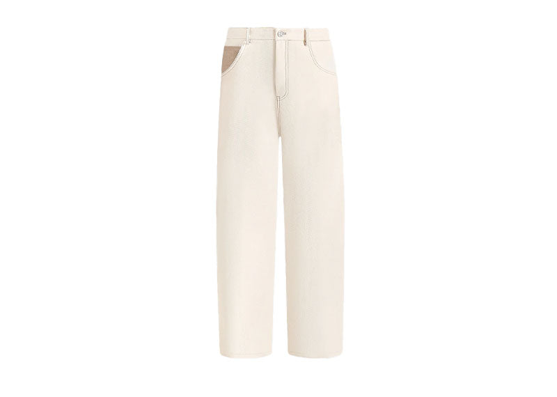 Maniere De Voir Lazare Wide Leg Twill Jeans Cream