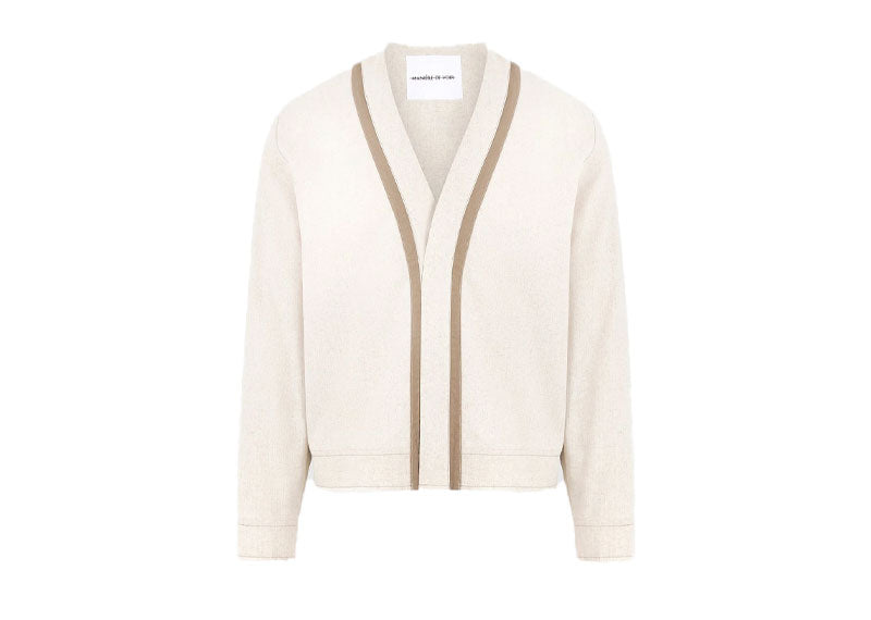 Maniere De Voir Alain Linen Contrast Cardigan Cream