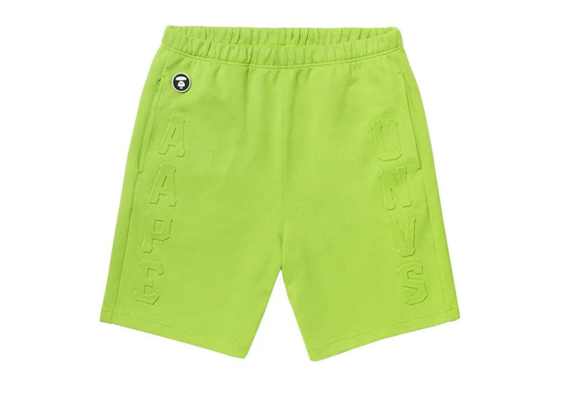 AAPE Moonface Logo Embossed Sweatshort Lime Green | Soul Gallery