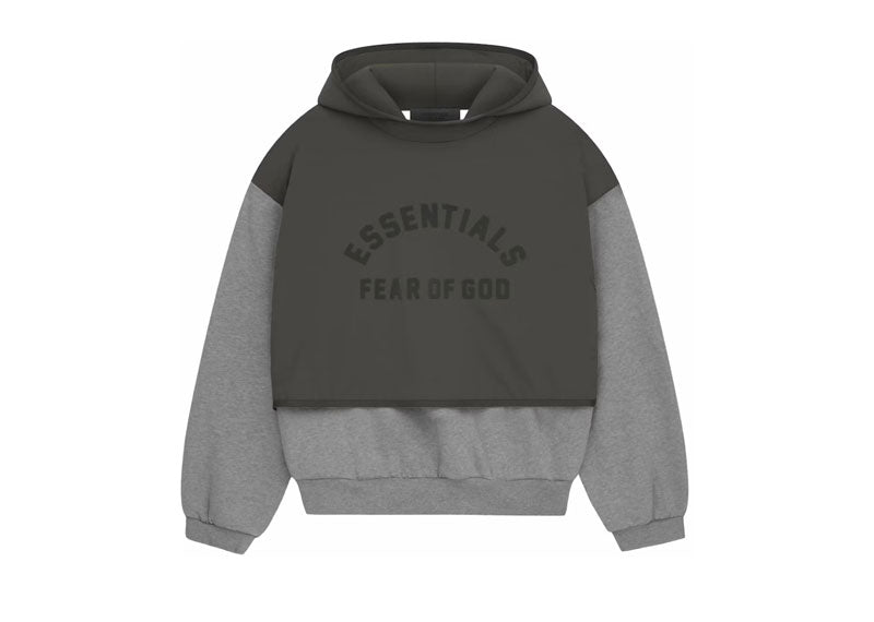 Fear of God Essentials Nylon Fleece Hooded Sweater Dark Heather Oatmeal/Ink | Soul Gallery