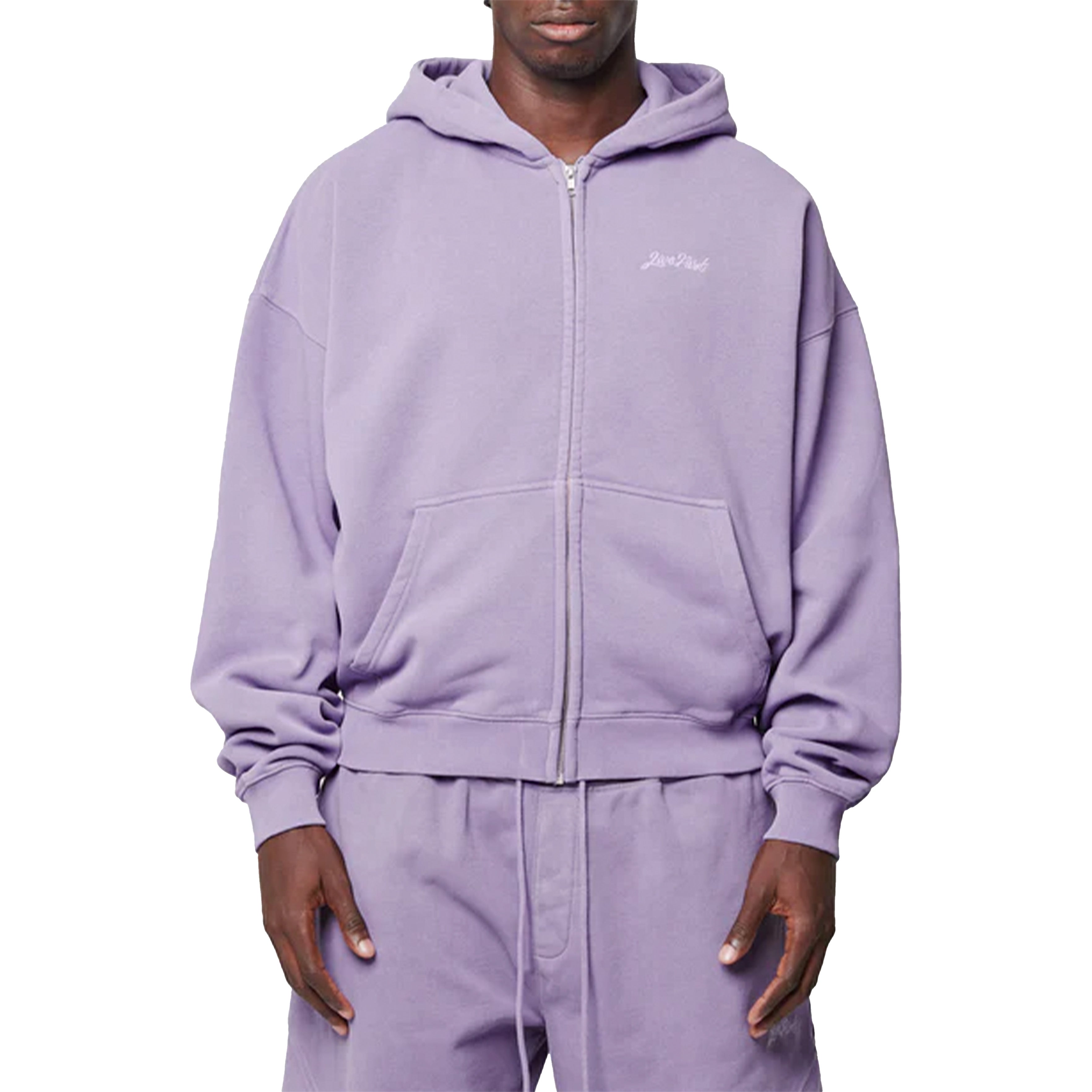 Live Fast Die Young Basic Script Hooded Zip Purple | Soul Gallery