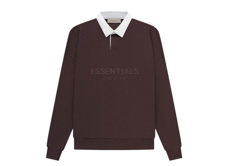 FEAR OF GOD Essentials Waffle Henley Rugby Plum