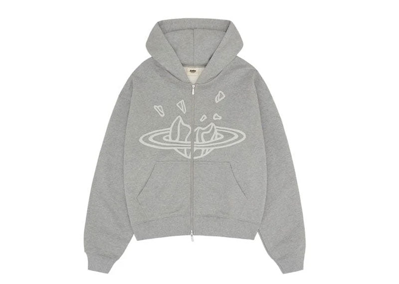 Broken Planet Zip Up Hoodie Heather Grey