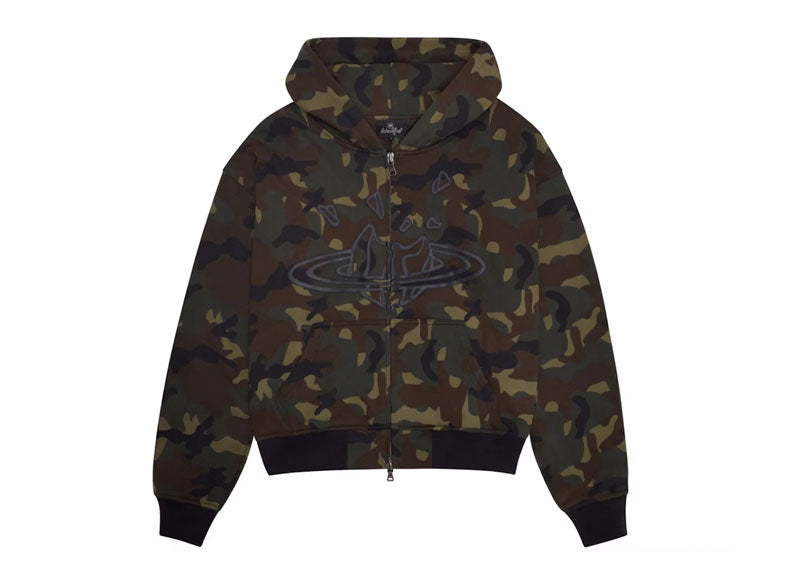 Broken Planet Camo Planet Zip-Up Hoodie Camo Green