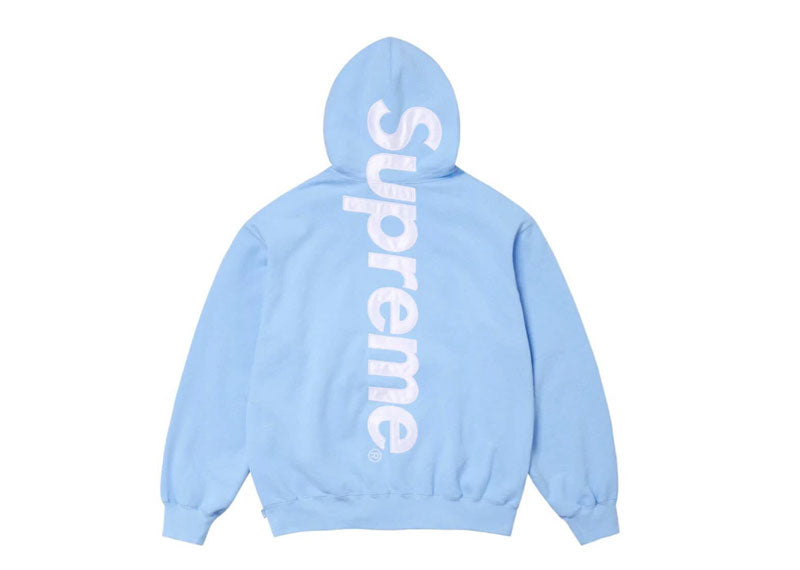 Supreme Satin-Appliqué Hoodie Light Blue