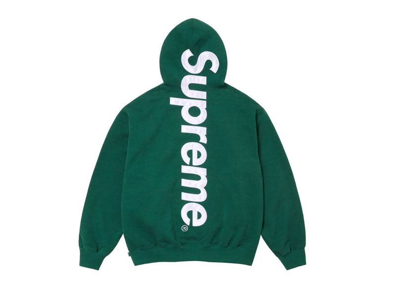 Supreme Satin-Appliqué Cotton Hoodie Green