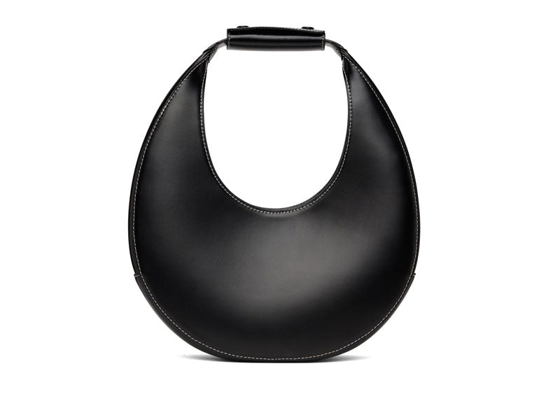 STAUD Moon Leather Shoulder Bag Black