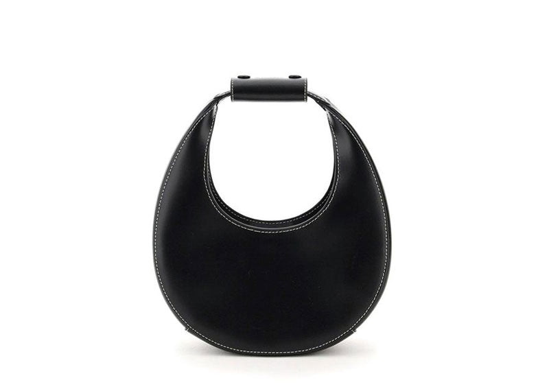 STAUD Goodnight Moon Leather Shoulder Bag Black