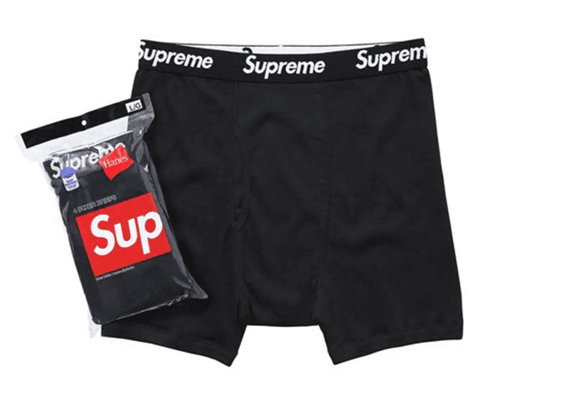 SUPREME Hanes Boxer Briefs (4 Pack) Black